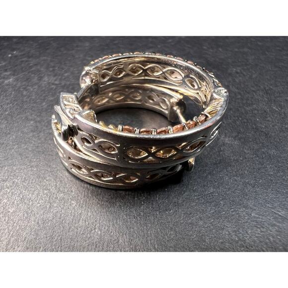 Andalusite inside out hoop earrings in gold and rhodium over sterling silver - Picture 6 of 16